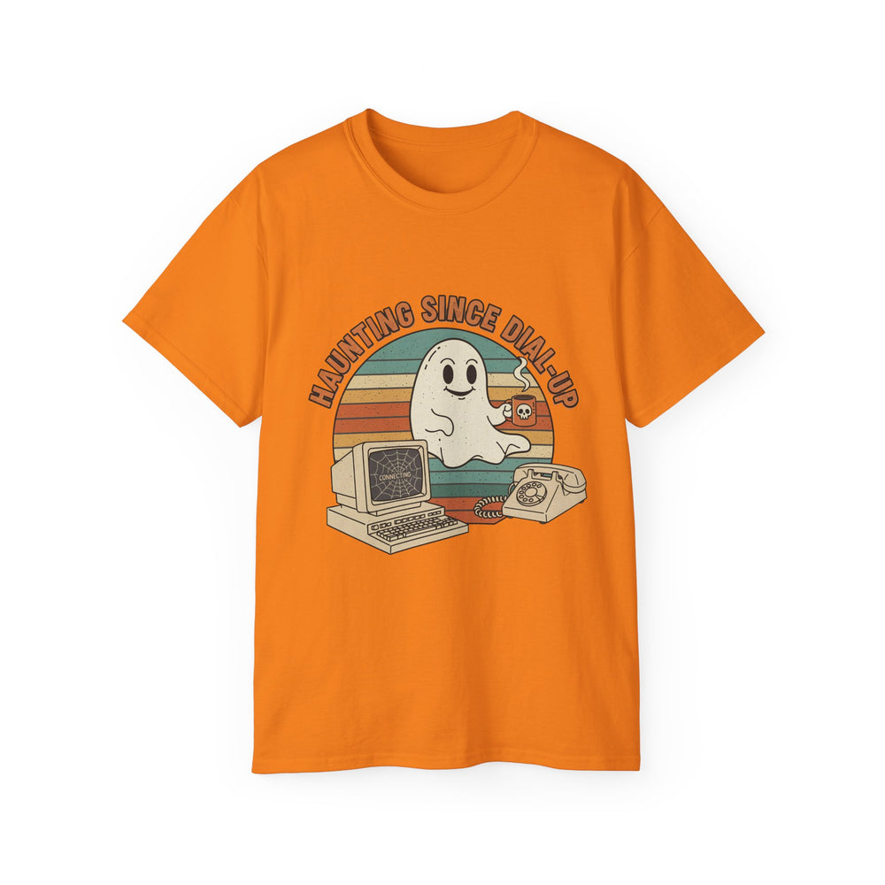 Vintage Ghost Tee, Unisex Retro Shirt, Nostalgic Halloween T-Shirt, Dial-Up Internet Humor, Halloween Gift for Geeks
