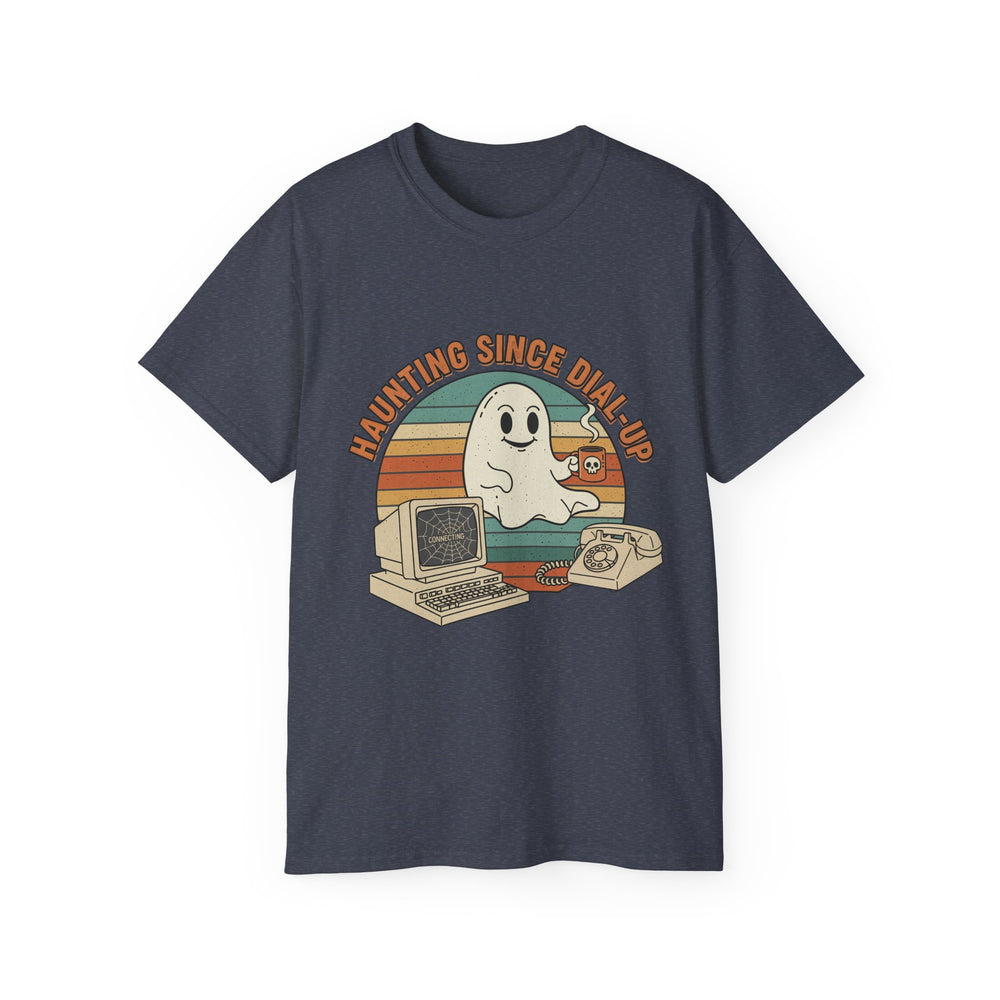 Vintage Ghost Tee, Unisex Retro Shirt, Nostalgic Halloween T-Shirt, Dial-Up Internet Humor, Halloween Gift for Geeks