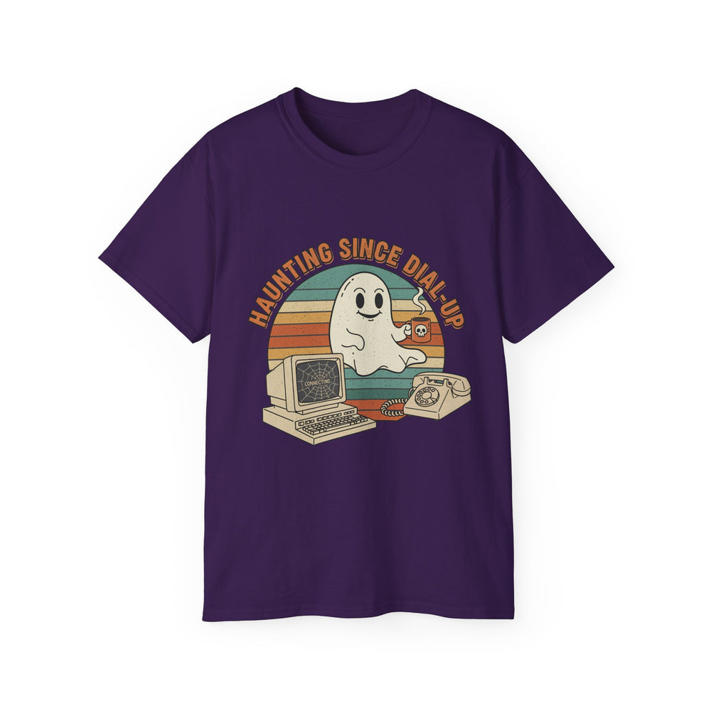 Vintage Ghost Tee, Unisex Retro Shirt, Nostalgic Halloween T-Shirt, Dial-Up Internet Humor, Halloween Gift for Geeks