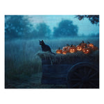 Halloween Jigsaw Puzzle with Tin - Black Cat & Pumpkins, Fall Decor, Cozy Family Activity, Spooky Gift, Autumn Puzzle