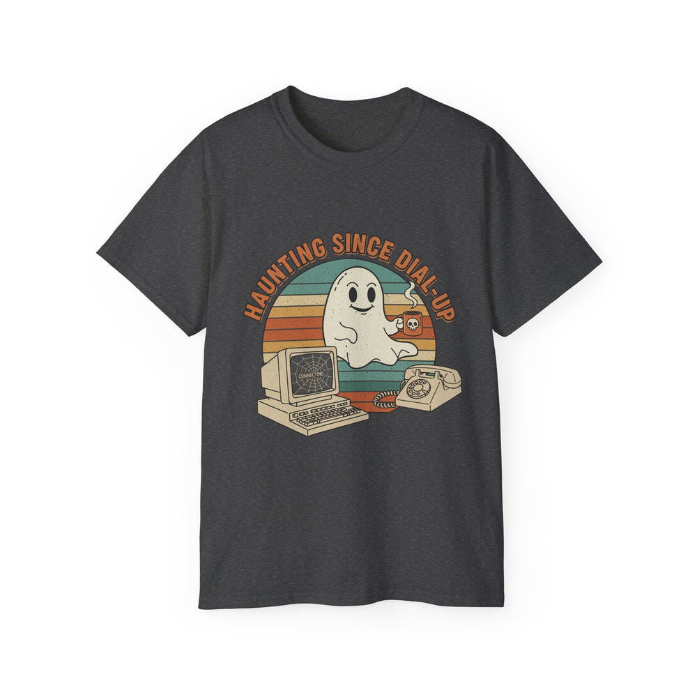 Vintage Ghost Tee, Unisex Retro Shirt, Nostalgic Halloween T-Shirt, Dial-Up Internet Humor, Halloween Gift for Geeks