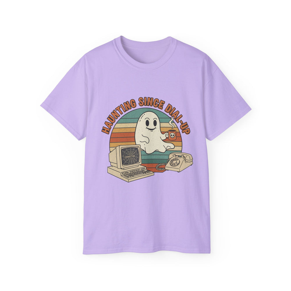 Vintage Ghost Tee, Unisex Retro Shirt, Nostalgic Halloween T-Shirt, Dial-Up Internet Humor, Halloween Gift for Geeks