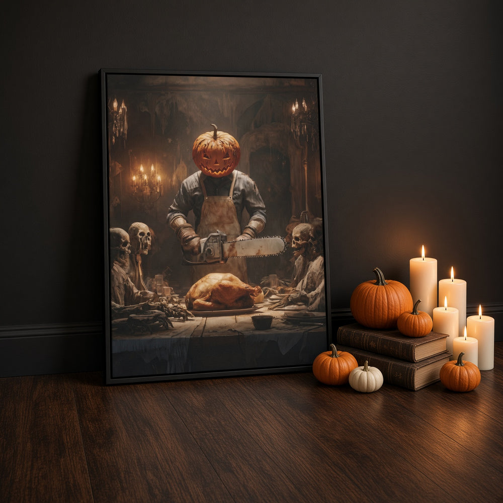 Halloween Addiction lifestyle mockup chainsaw feast floorlean