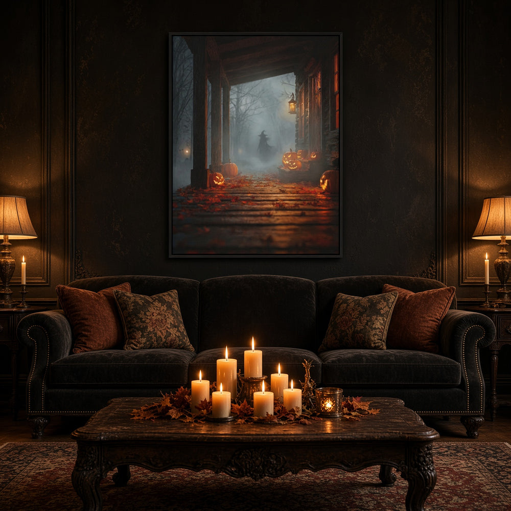 Halloween Addiction lifestyle mockup fog witch porch room