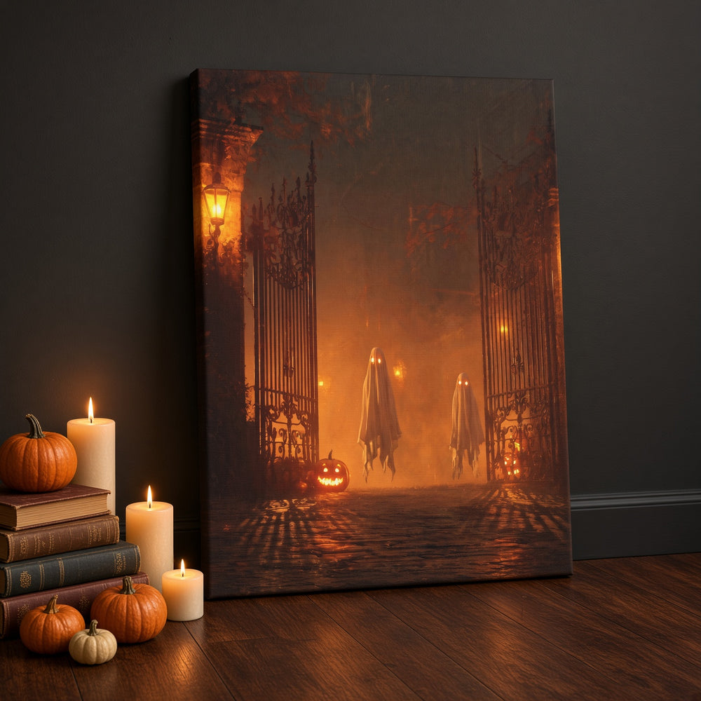 Halloween Addiction lifestyle mockup ghost gate canvas wrap