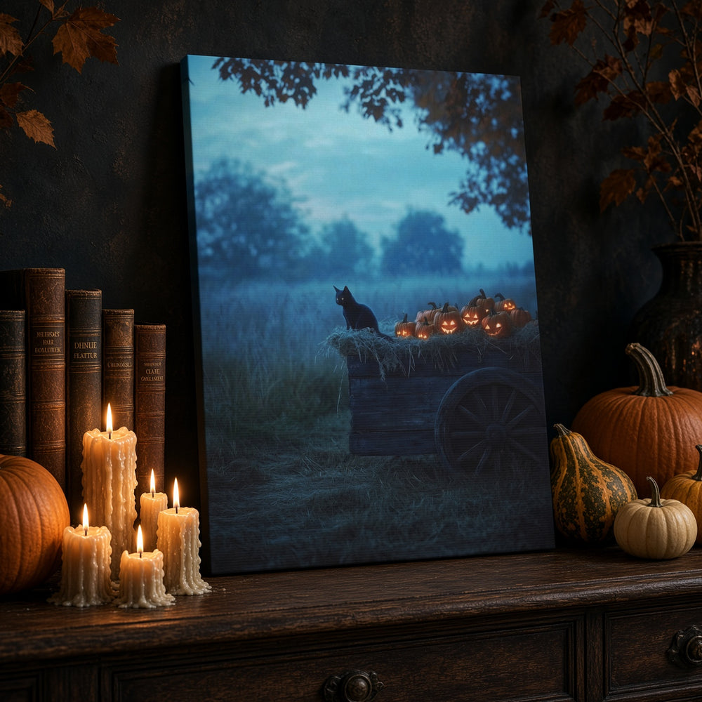Halloween Addiction lifestyle mockup hay wagon room