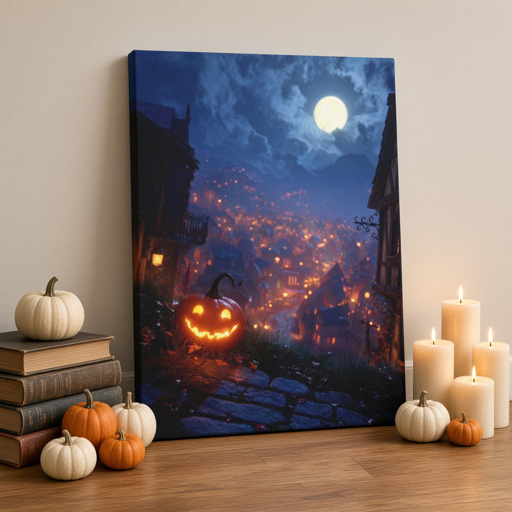 Halloween Addiction lifestyle mockup hilltop pumpkin canvas wrap