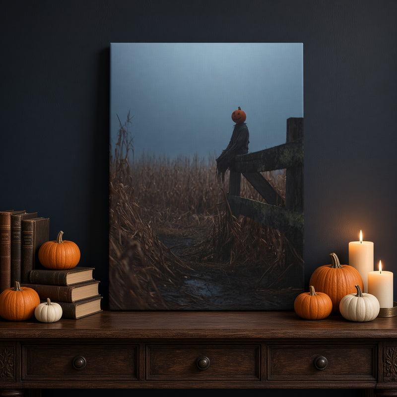 Pumpkin Head Fence Canvas