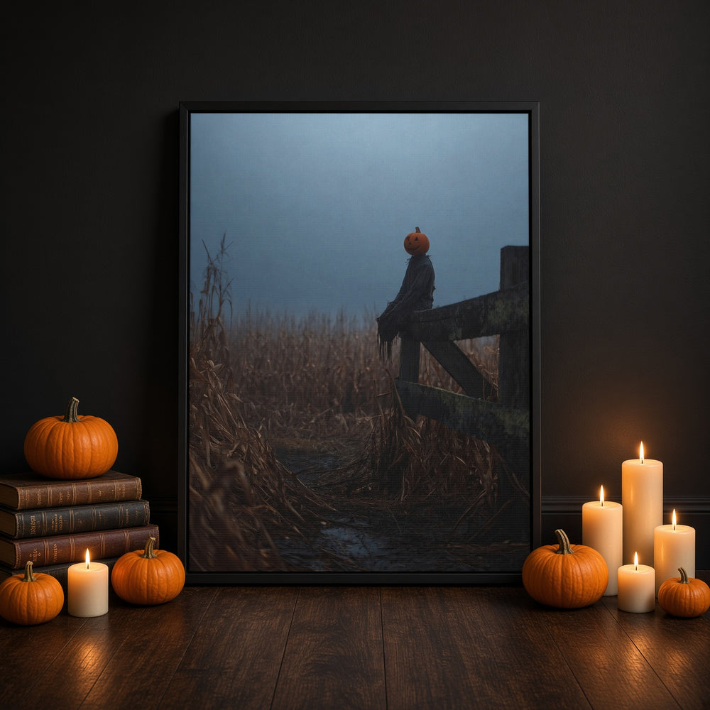 Halloween Addiction lifestyle mockup pumpkin head fence floorlean
