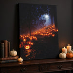 Halloween Addiction lifestyle mockup pumpkin hill canvas mantel wrap