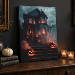 Halloween Addiction lifestyle mockup pumpkin steps canvas mantel wrap