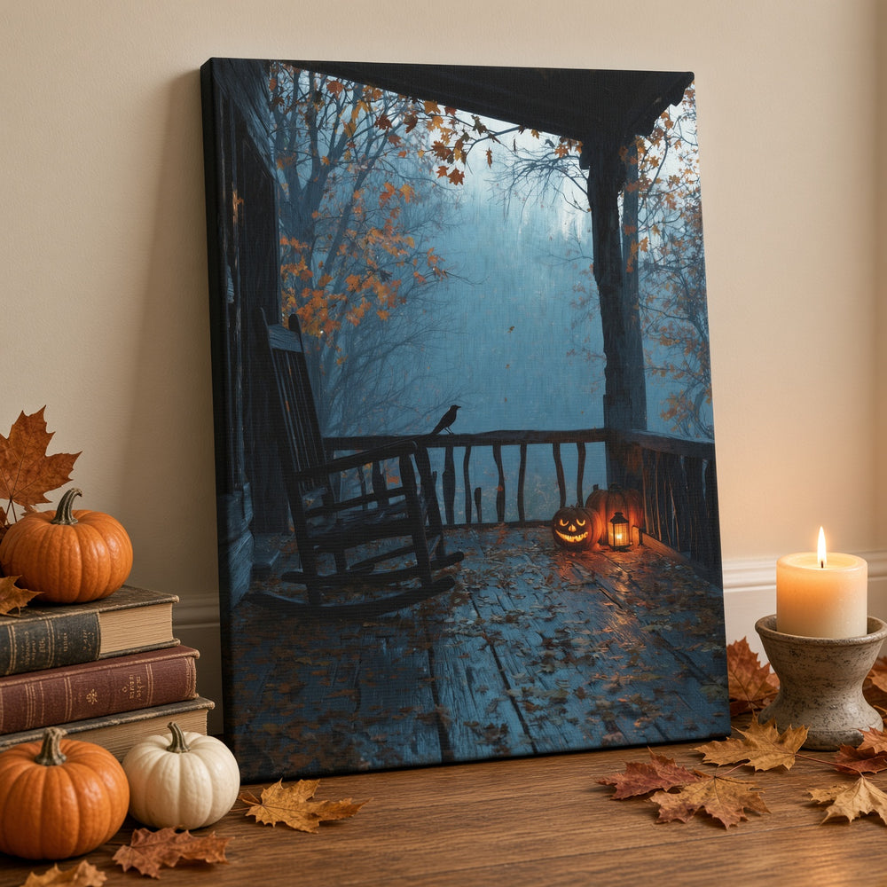 Halloween Addiction lifestyle mockup rain porch canvas wrap