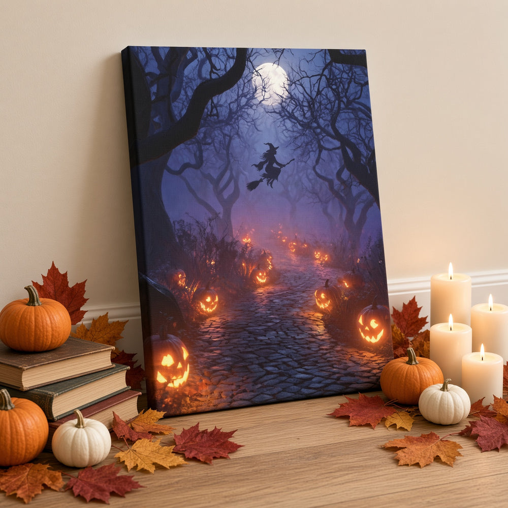 Halloween Addiction lifestyle mockup witch path canvas wrap